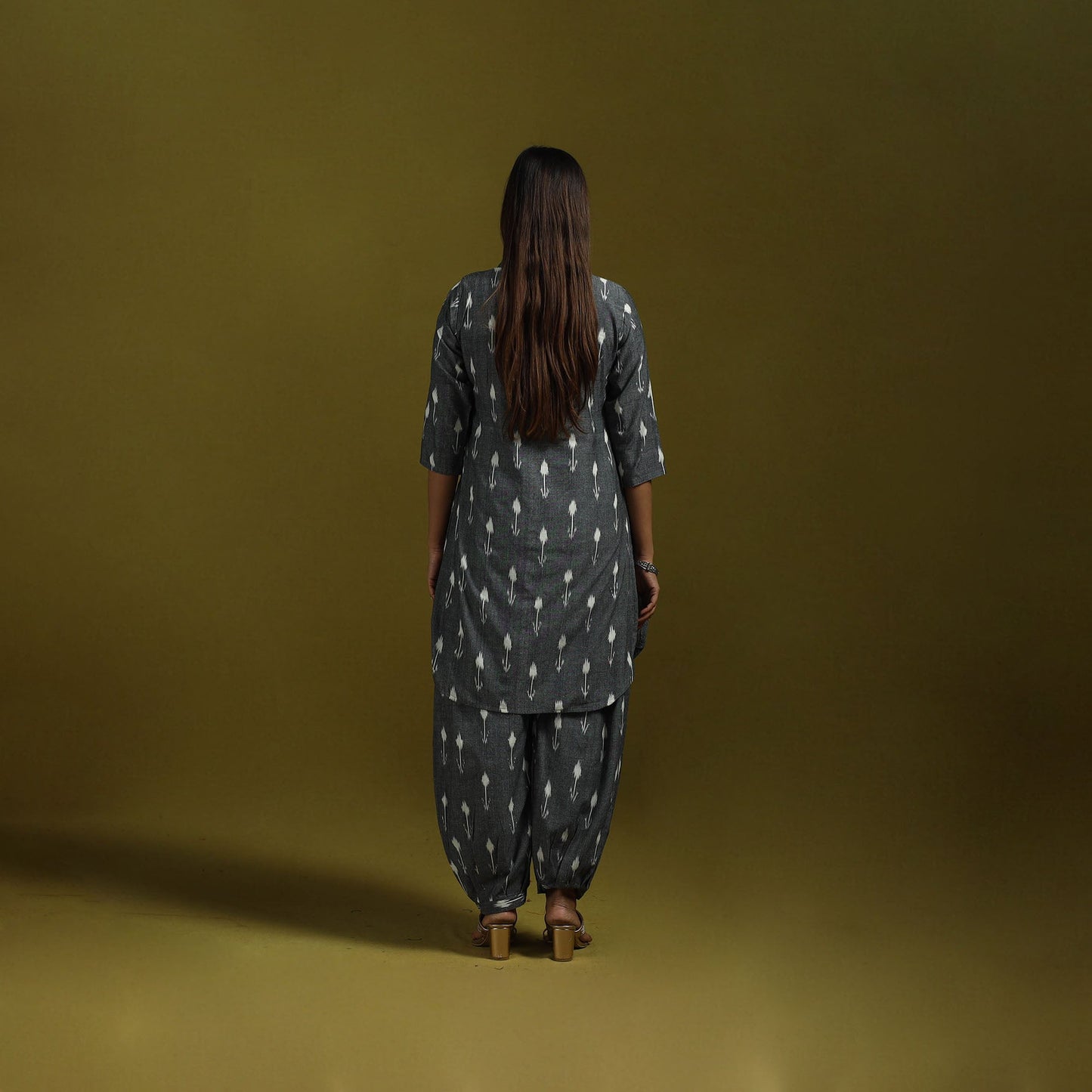 Pochampally ikat cotton night suit set 04 - handcrafted