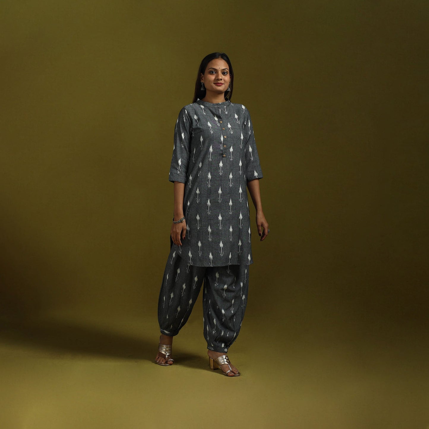 Pochampally ikat cotton night suit set 04 - handcrafted