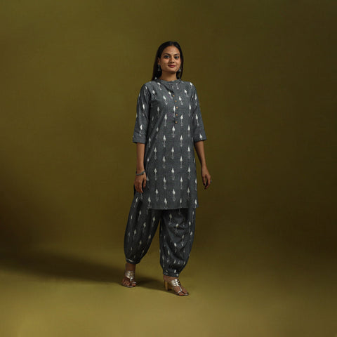 Pochampally ikat cotton night suit set 04 - handcrafted