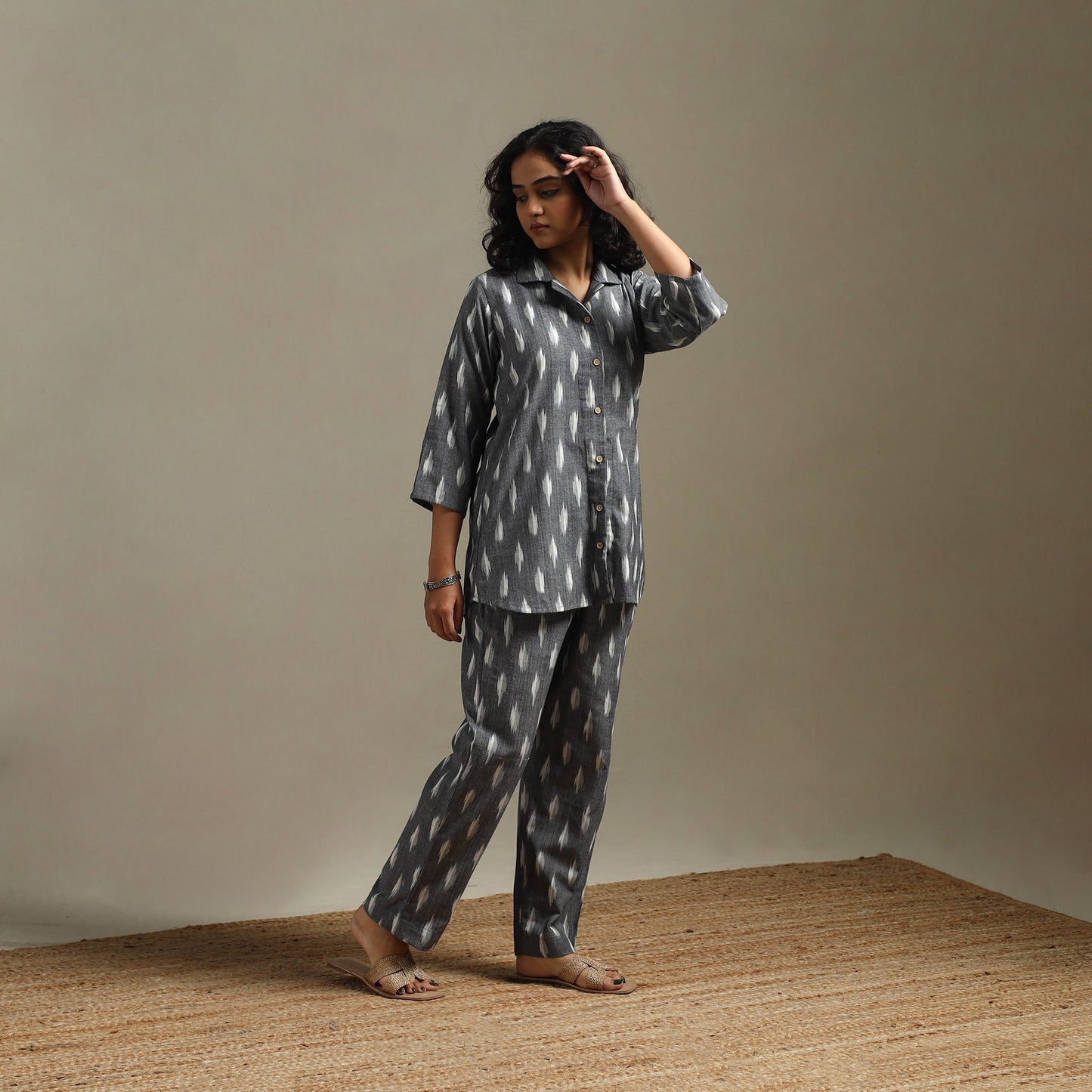 Pochampally ikat cotton night suit set 06 - handcrafted