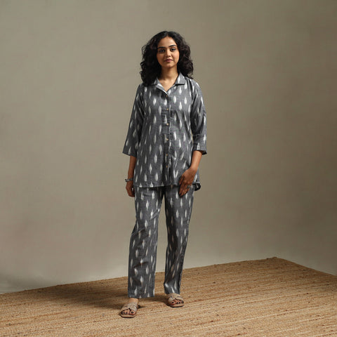 Pochampally ikat cotton night suit set 06 - handcrafted