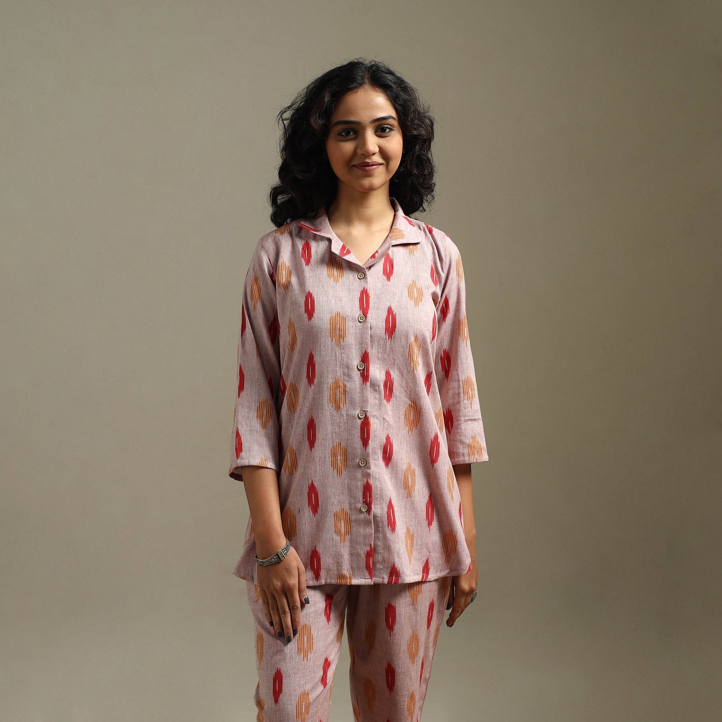 Pochampally ikat cotton night suit set 07 - handcrafted