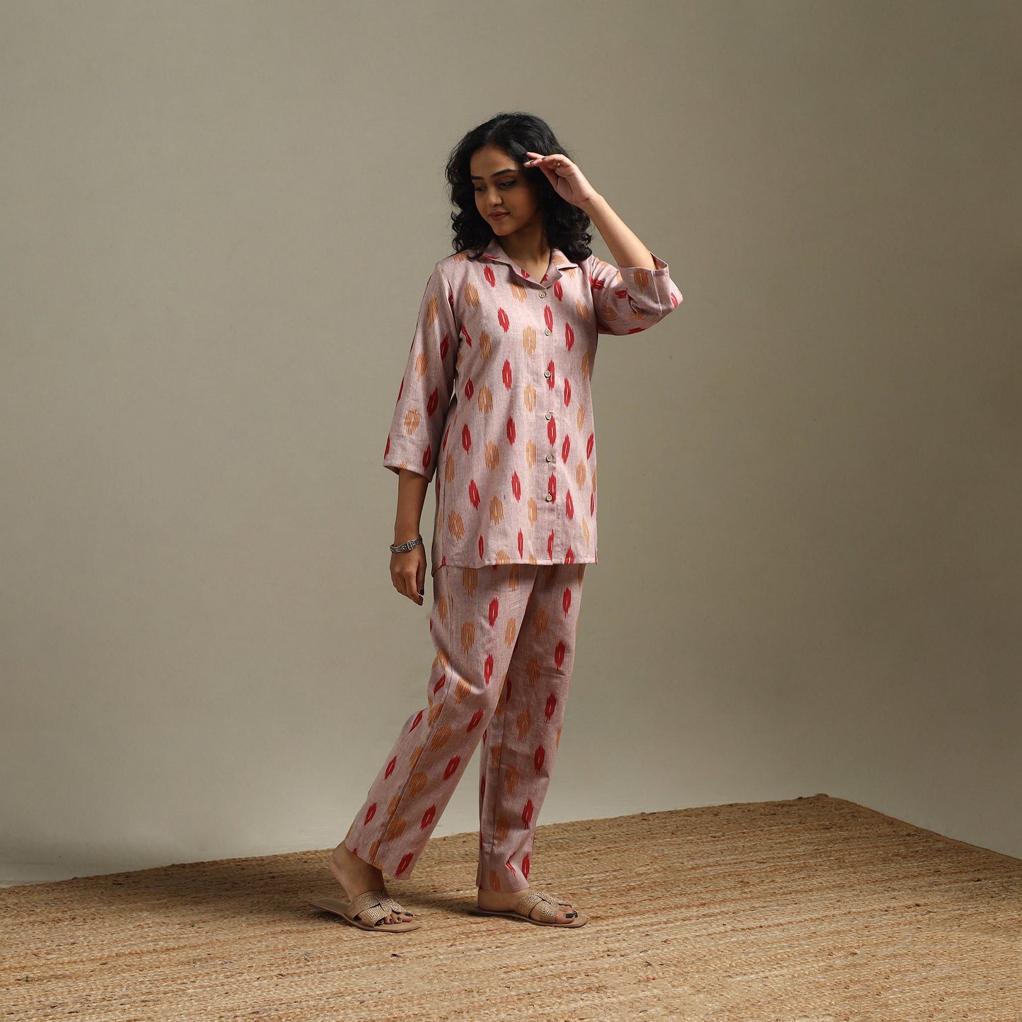 Pochampally ikat cotton night suit set 07 - handcrafted