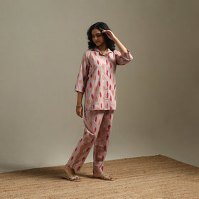 Pochampally ikat cotton night suit set 07 - handcrafted