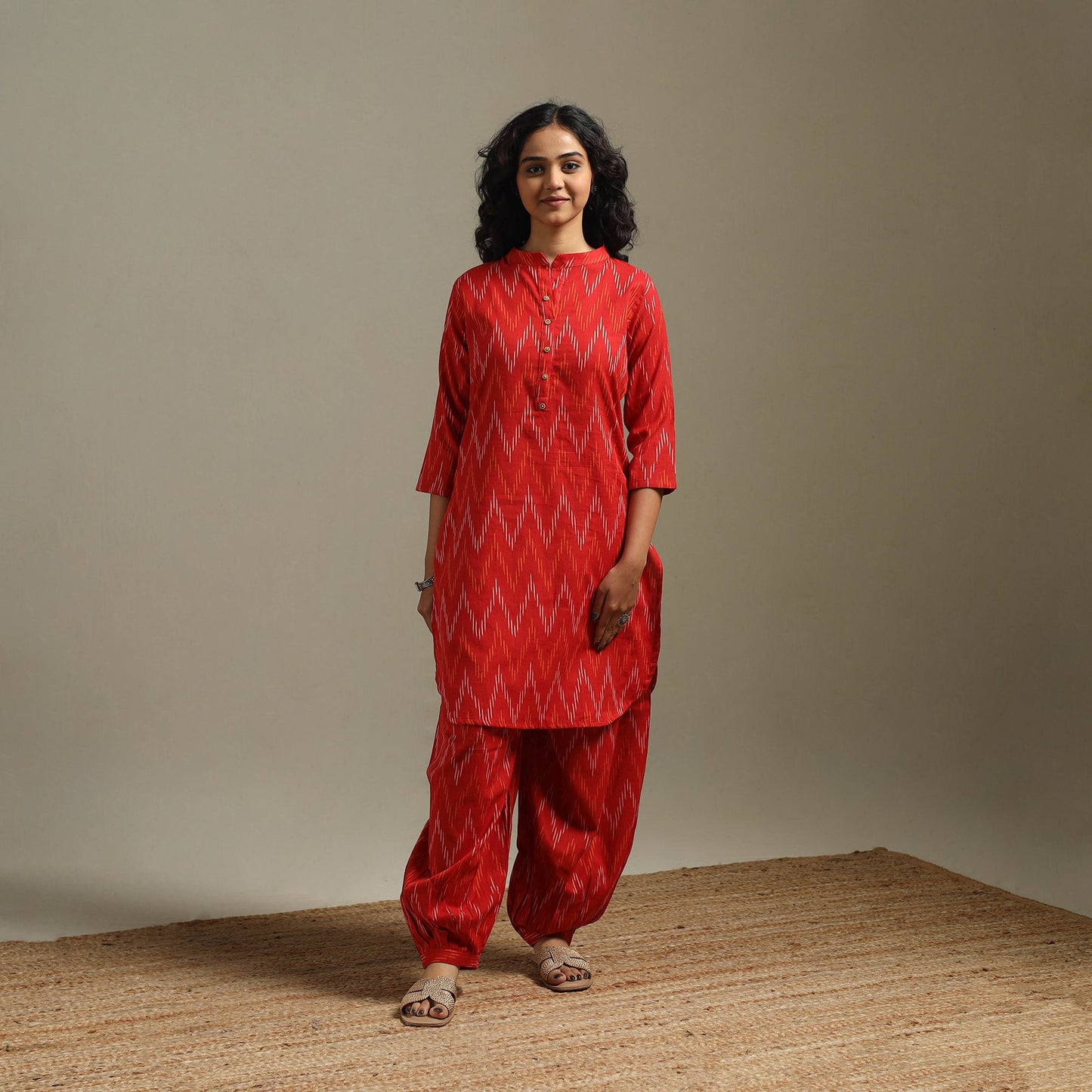 Pochampally ikat cotton night suit set 08 - handcrafted