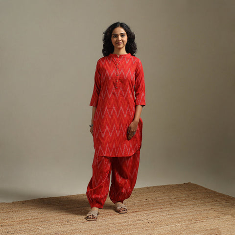 Pochampally ikat cotton night suit set 08 - handcrafted