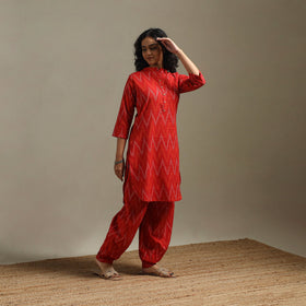 Pochampally ikat cotton night suit set 08 - handcrafted