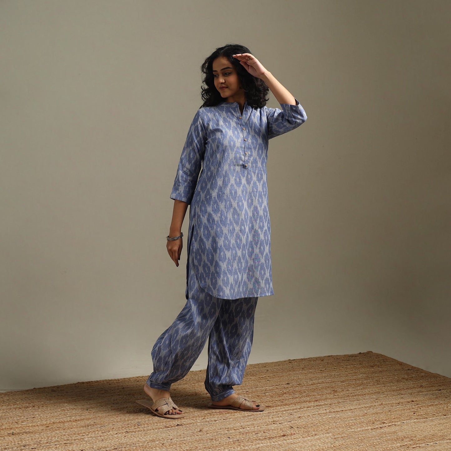 Pochampally ikat cotton night suit set 09 - handcrafted