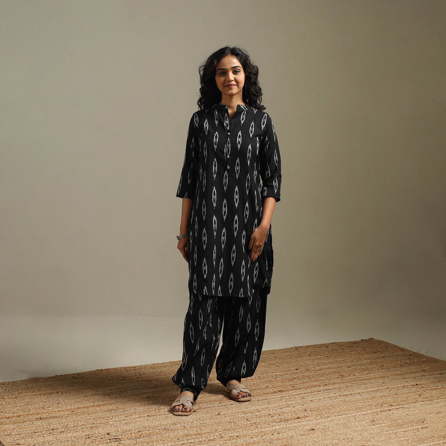 Pochampally ikat cotton night suit set 12 - handcrafted