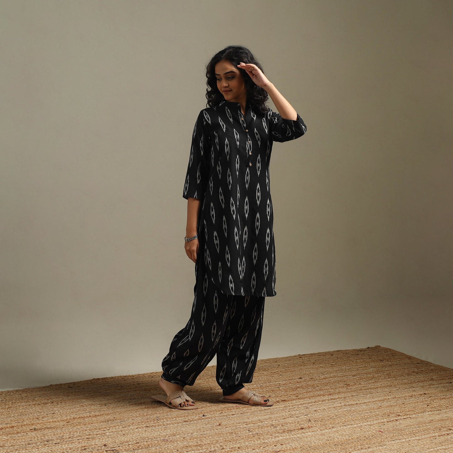 Pochampally ikat cotton night suit set 12 - handcrafted