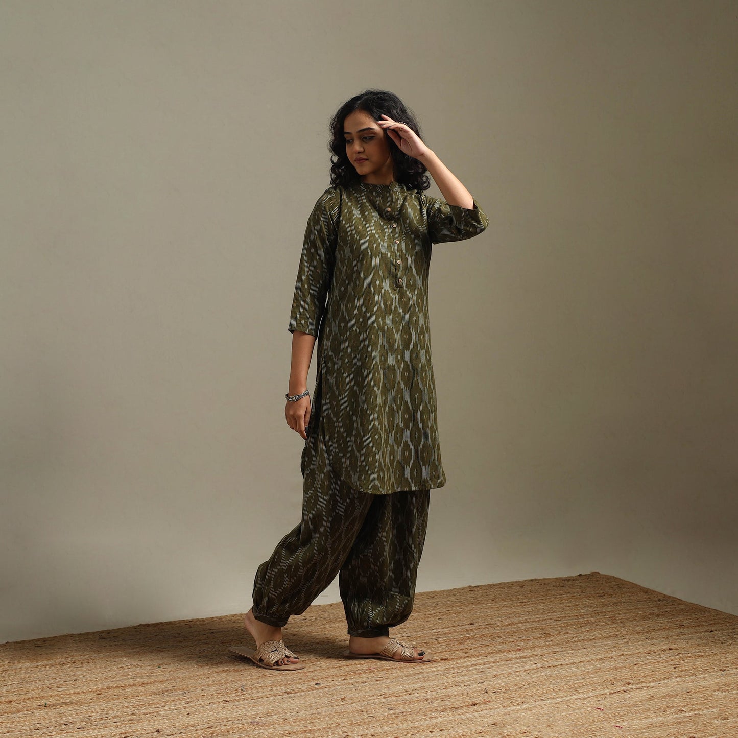 Pochampally ikat cotton night suit set 13 - handcrafted