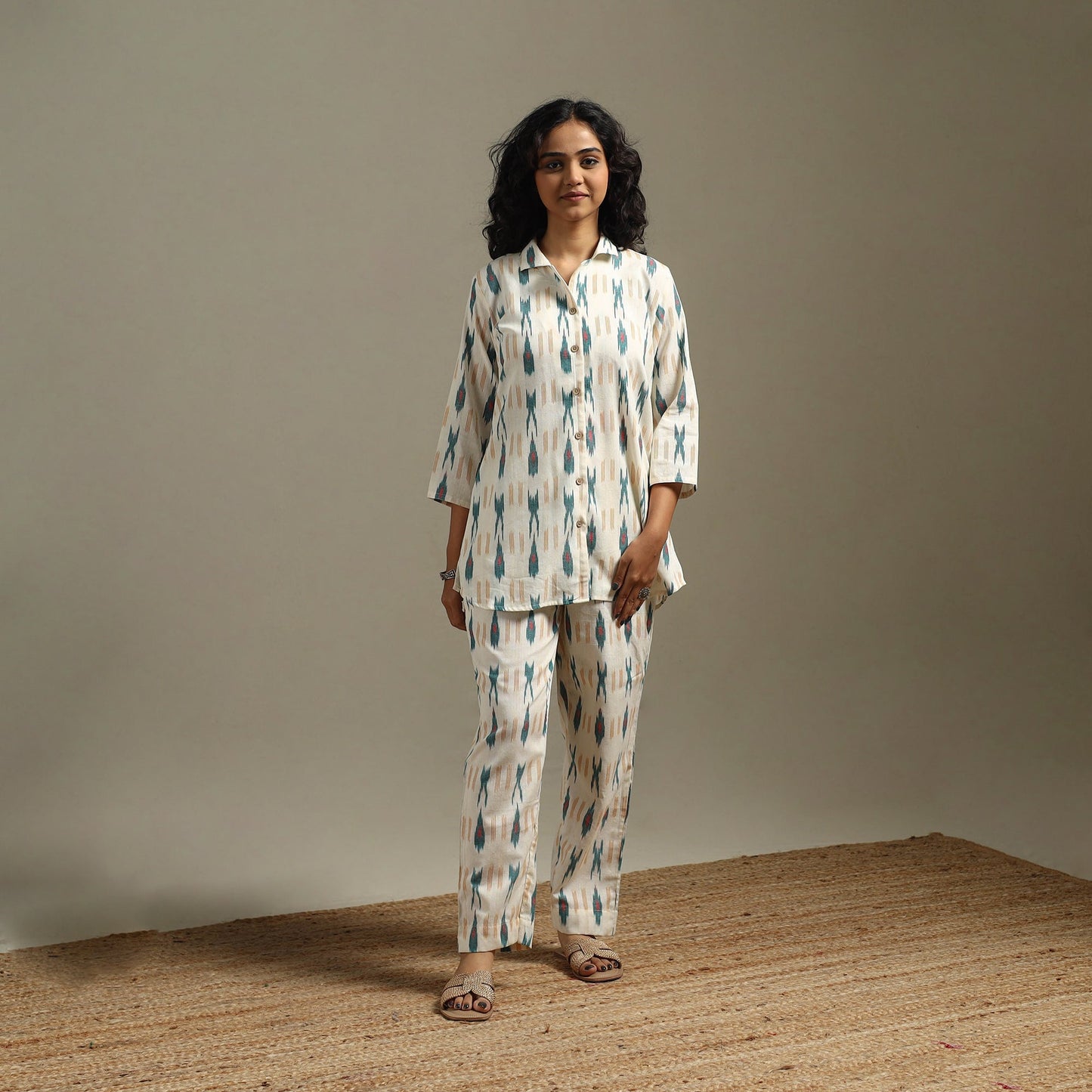Pochampally ikat cotton night suit set 15 - handcrafted