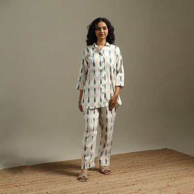 Pochampally ikat cotton night suit set 15 - handcrafted