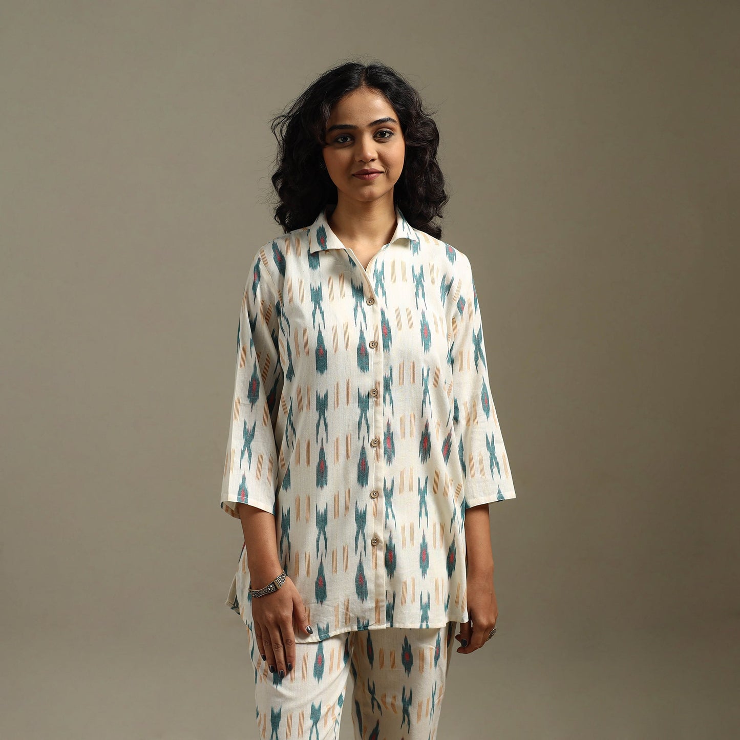 Pochampally ikat cotton night suit set 15 - handcrafted