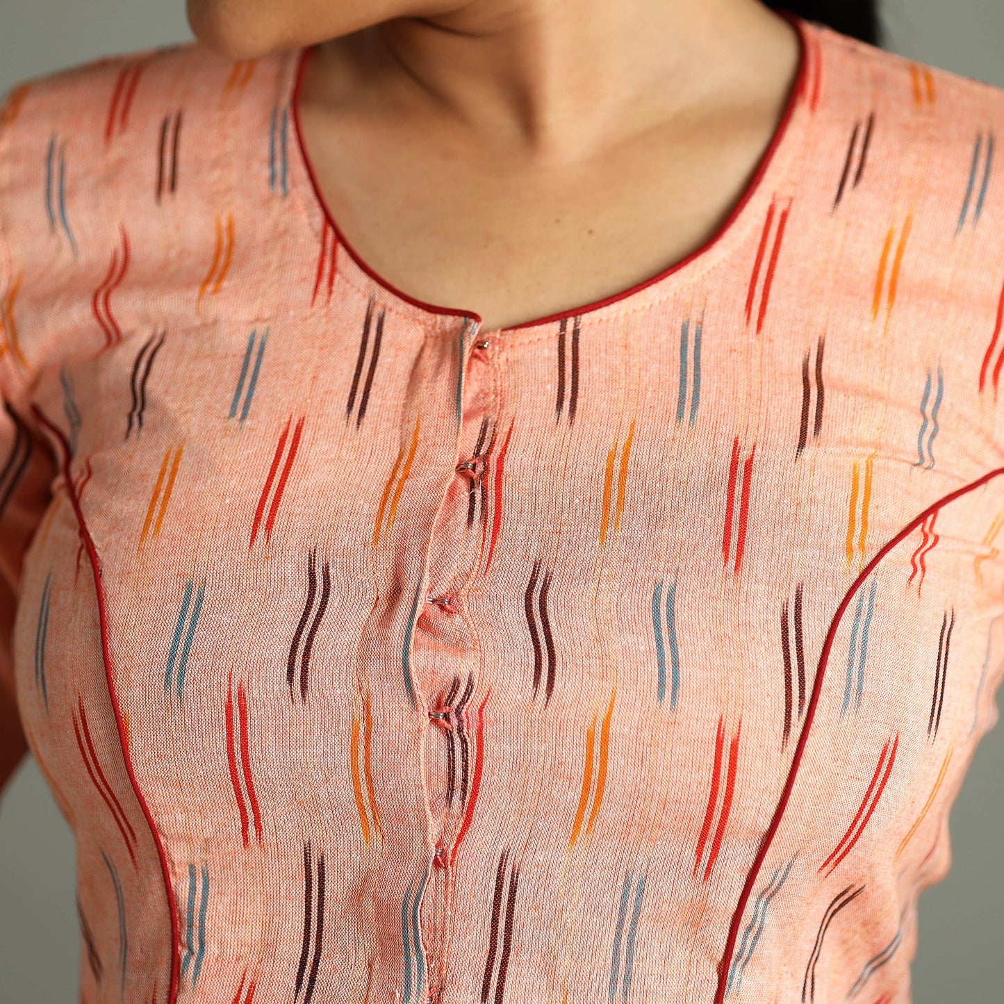 Pochampally ikat cotton stitched blouse - handcrafted