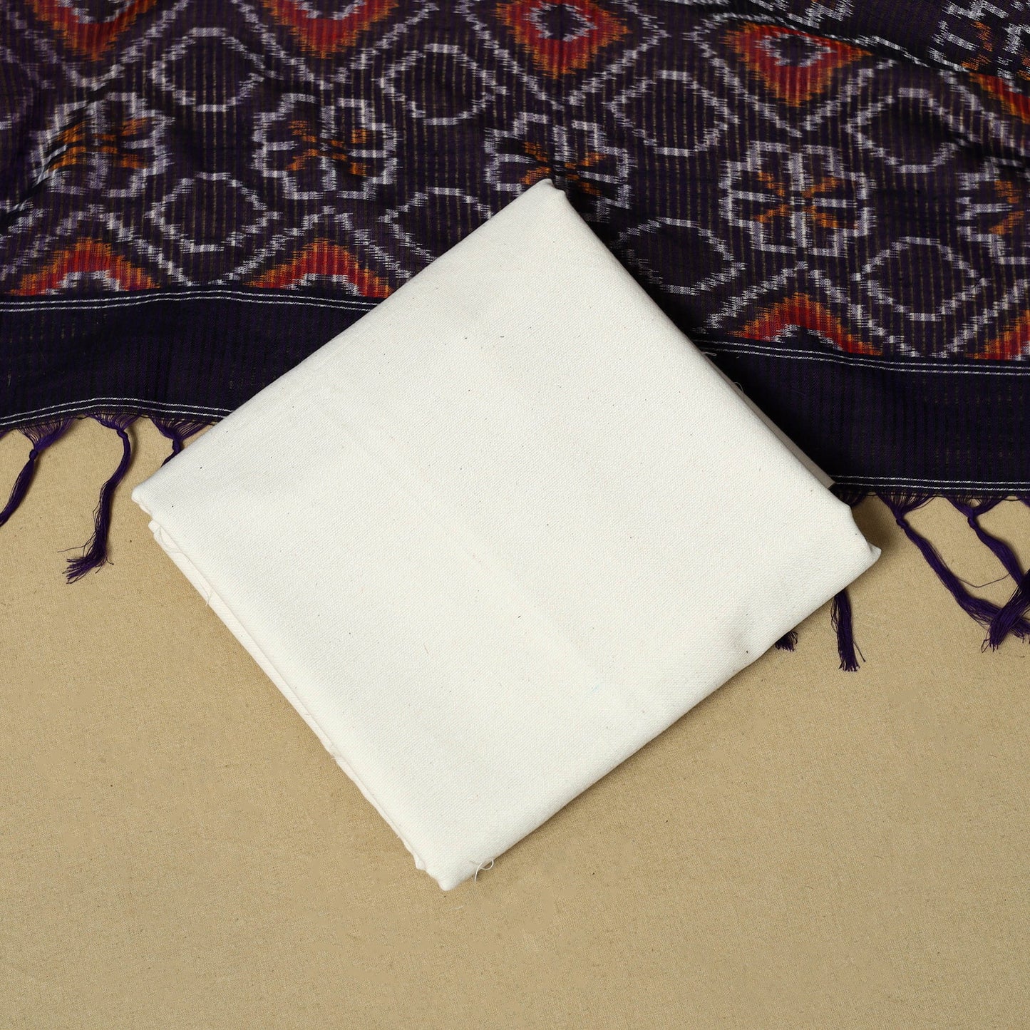 Pochampally ikat handloom cotton 3pc unstitched dress