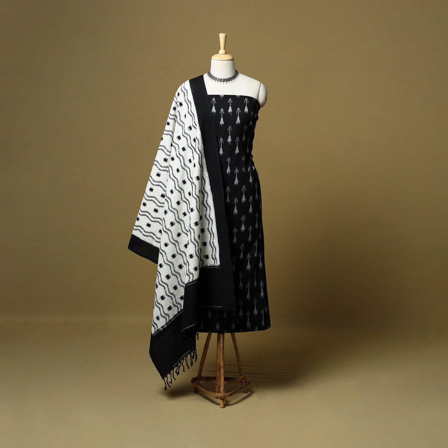 Pochampally ikat handloom cotton 3pc unstitched dress