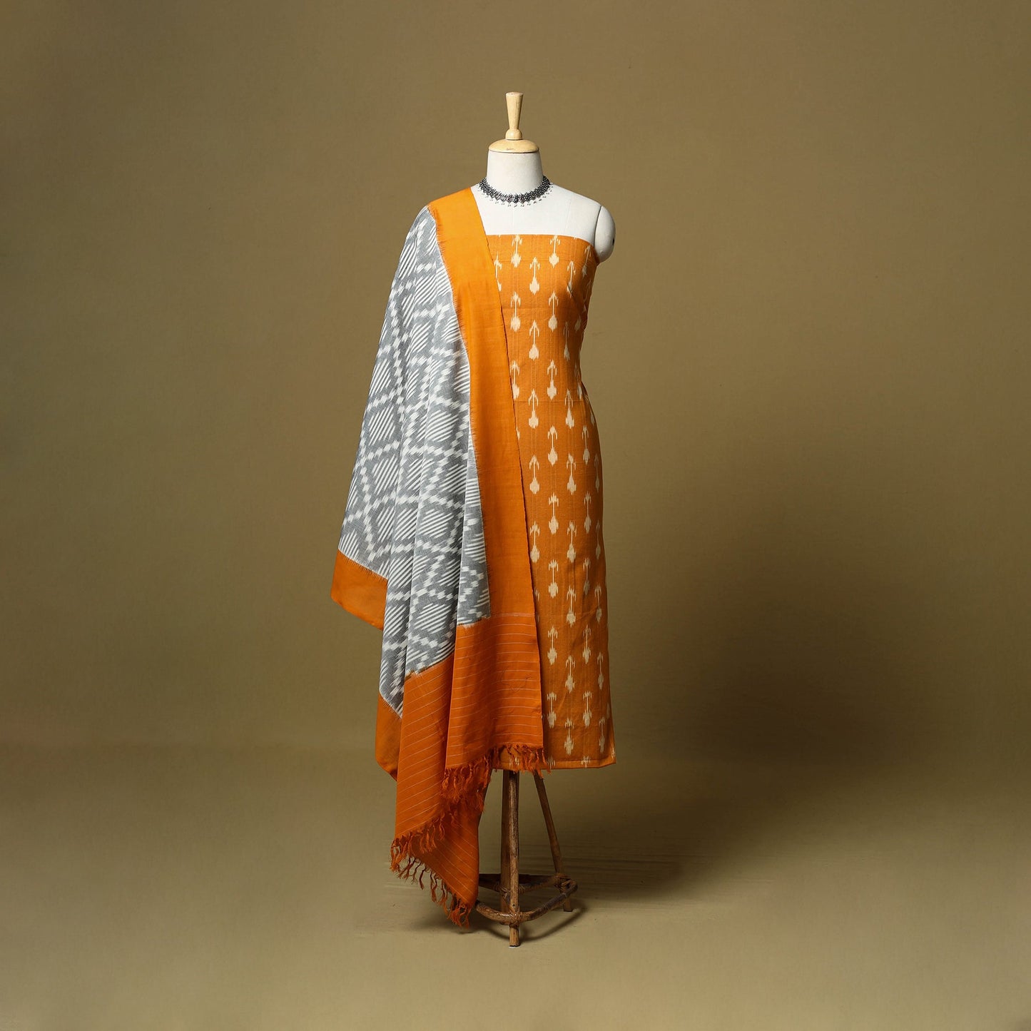 Pochampally ikat handloom cotton 3pc unstitched dress