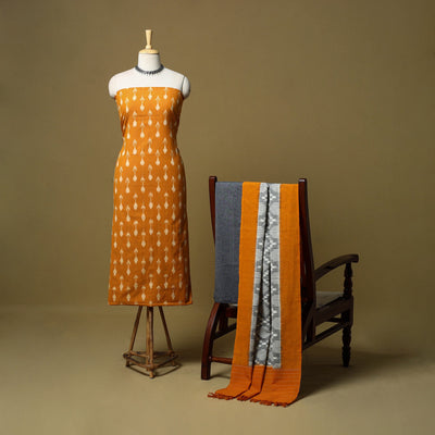 Pochampally ikat handloom cotton 3pc unstitched dress