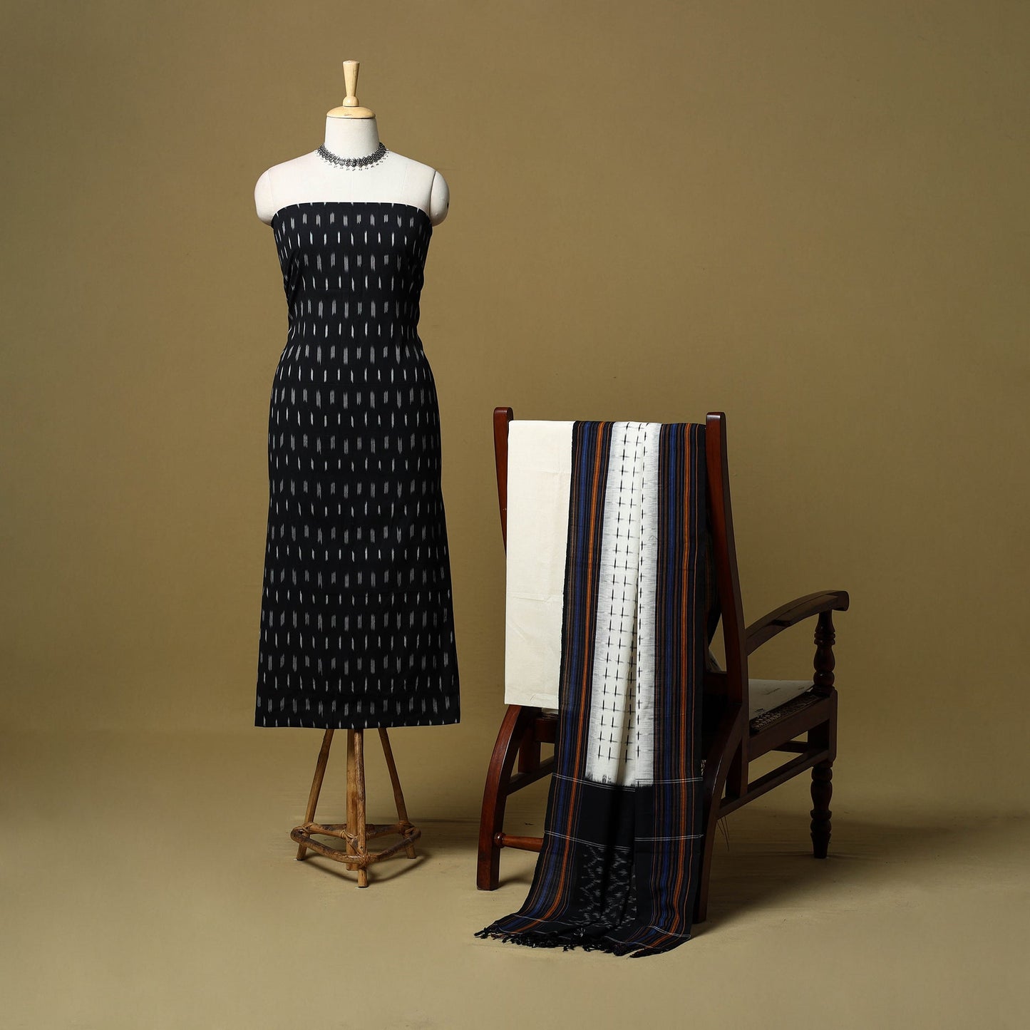 Pochampally ikat handloom cotton 3pc unstitched dress