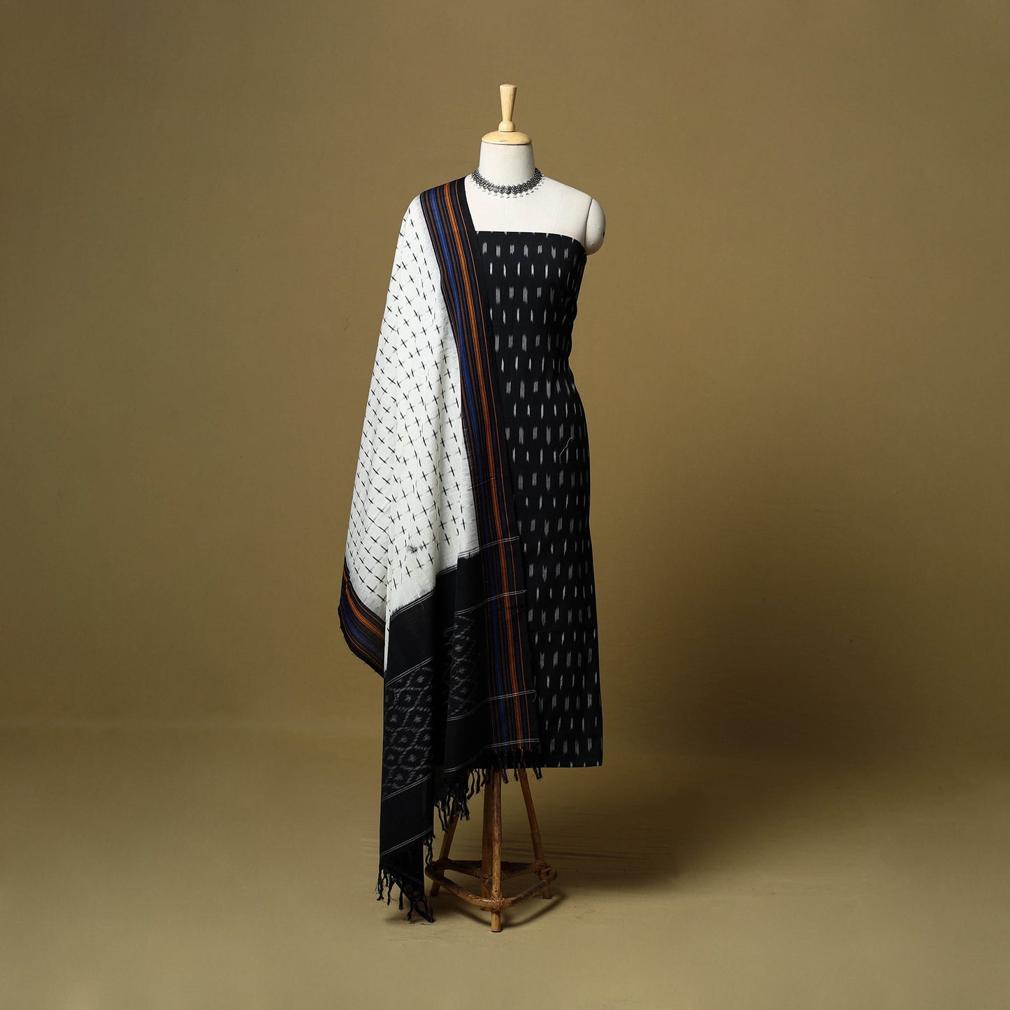 Pochampally ikat handloom cotton 3pc unstitched dress