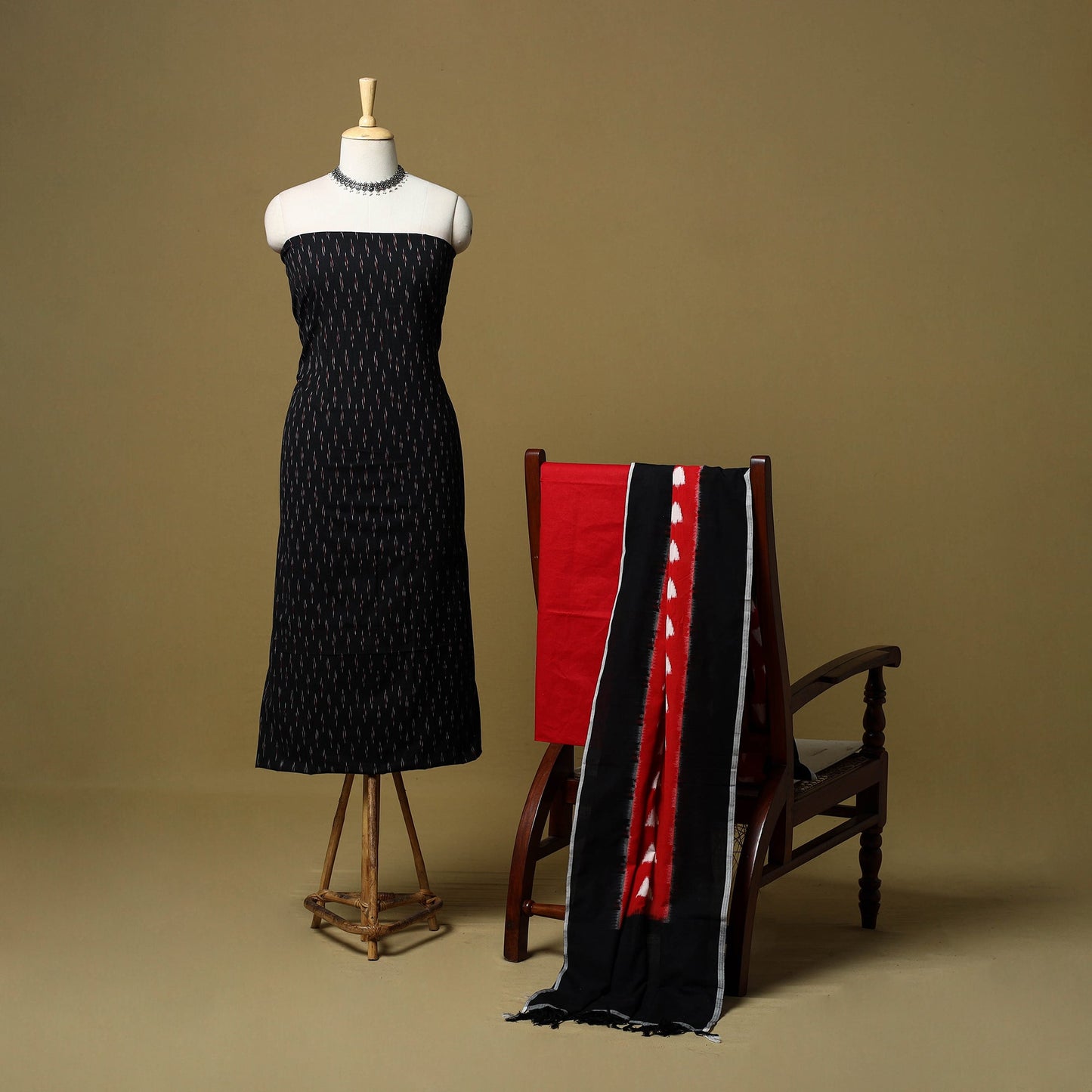 Pochampally ikat handloom cotton 3pc unstitched dress