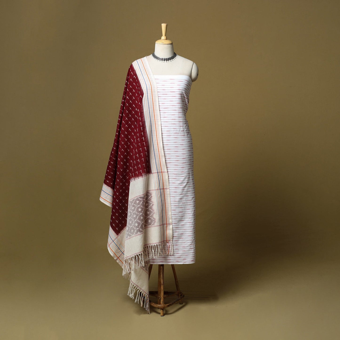 Pochampally ikat handloom cotton 3pc unstitched dress