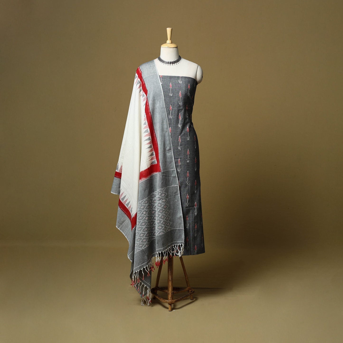 Pochampally ikat handloom cotton 3pc unstitched dress