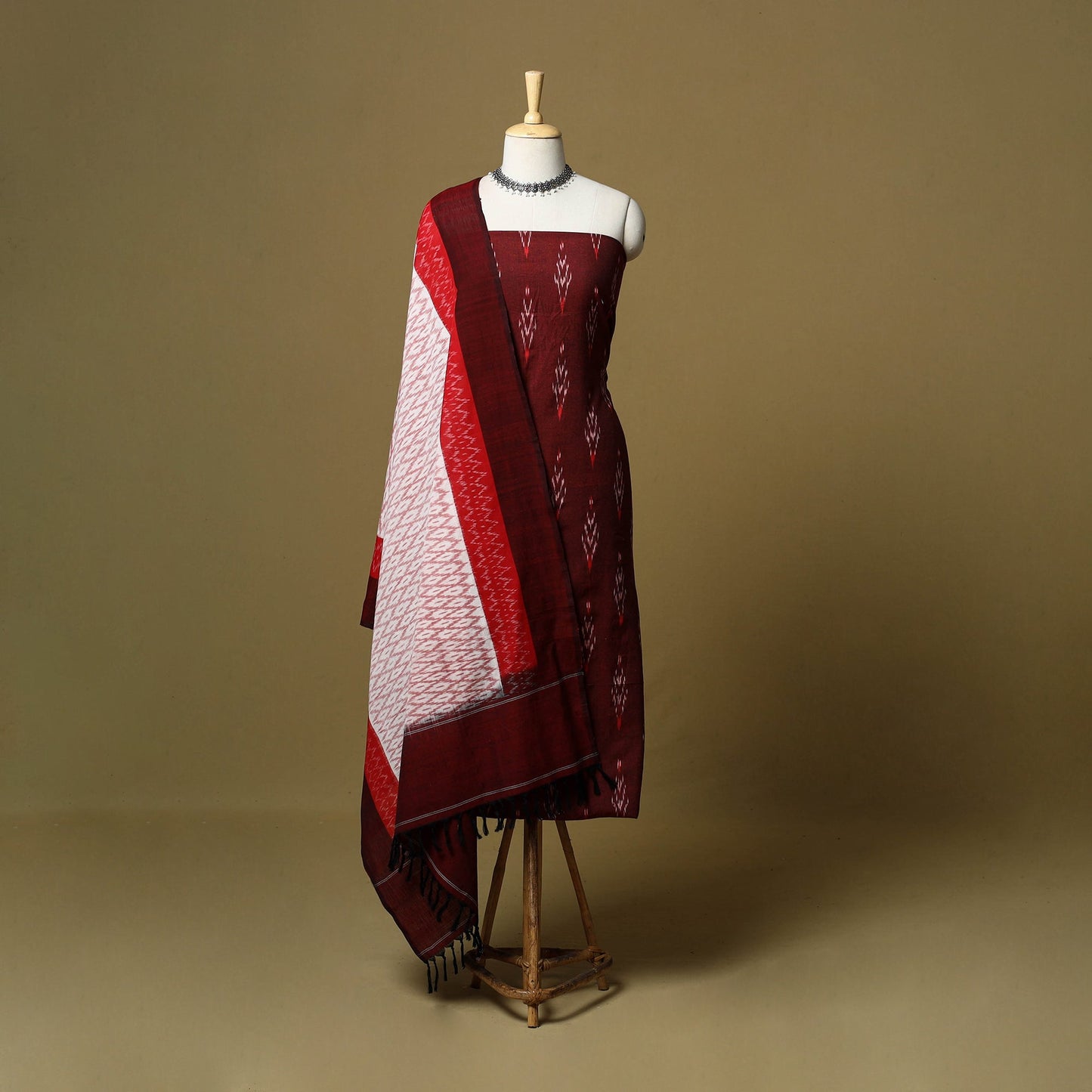 Pochampally ikat handloom cotton 3pc unstitched dress