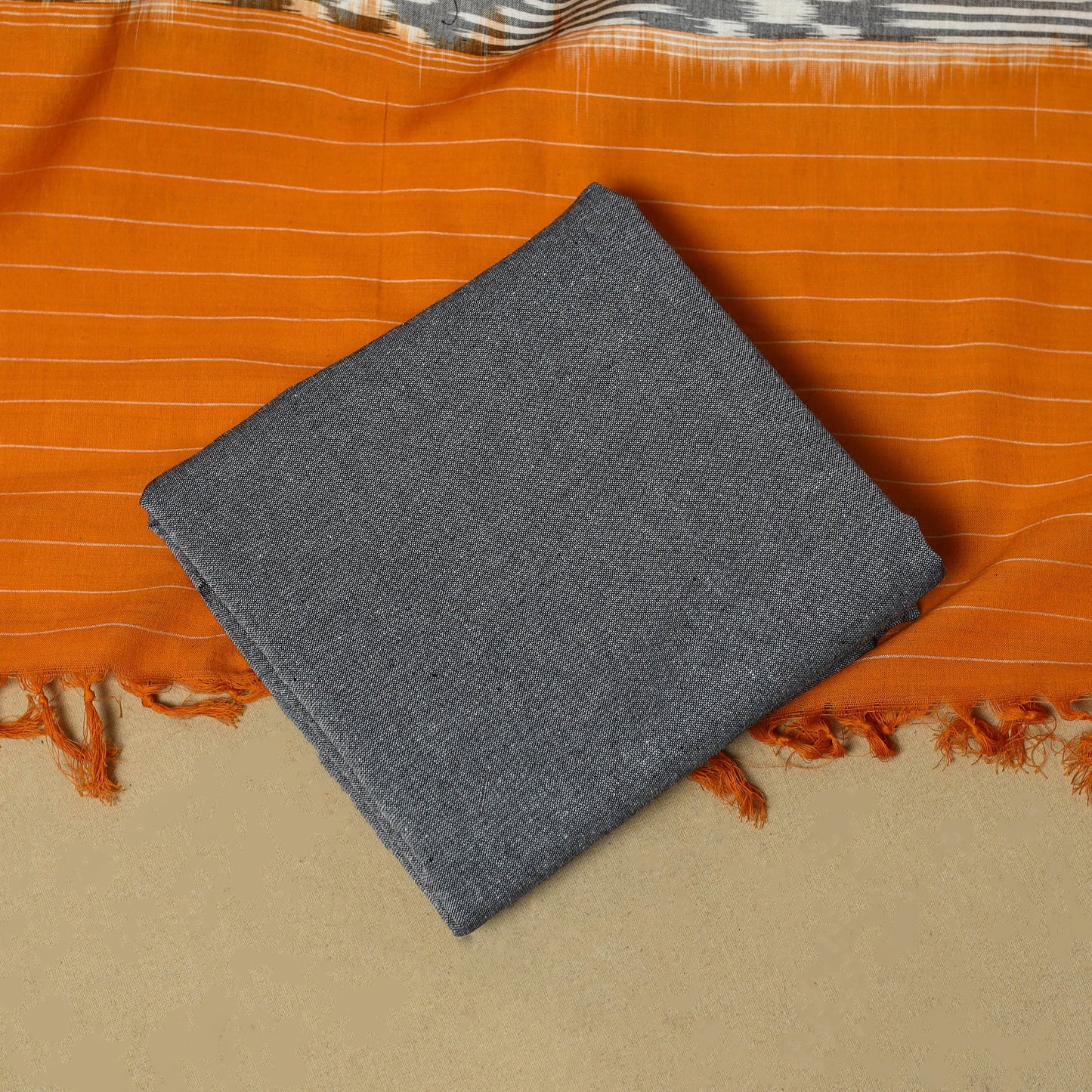 Pochampally ikat handloom cotton 3pc unstitched dress