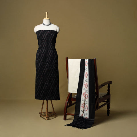 Pochampally ikat handloom cotton 3pc unstitched dress