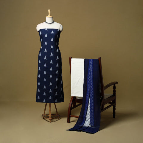 Pochampally ikat handloom cotton 3pc unstitched dress