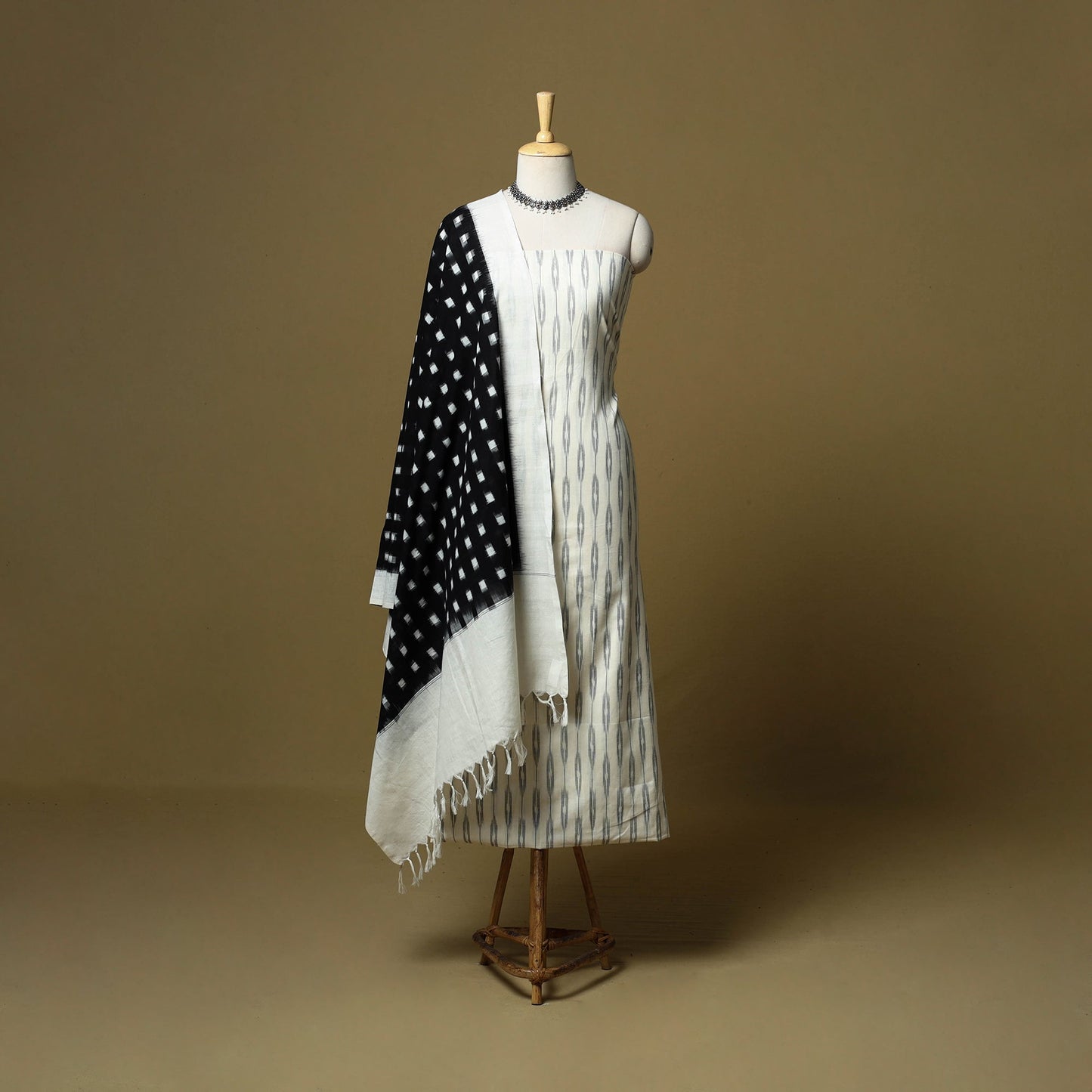 Pochampally ikat handloom cotton 3pc unstitched dress