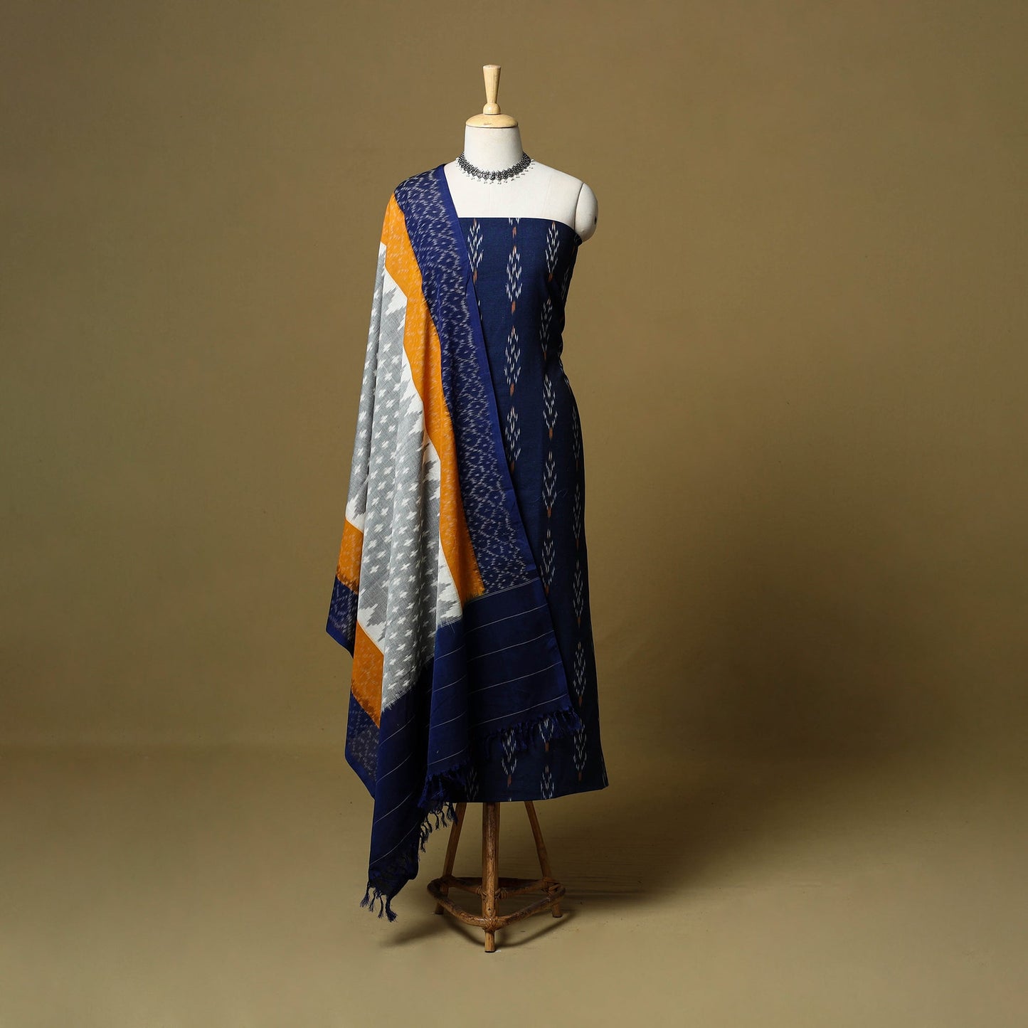 Pochampally ikat handloom cotton 3pc unstitched dress