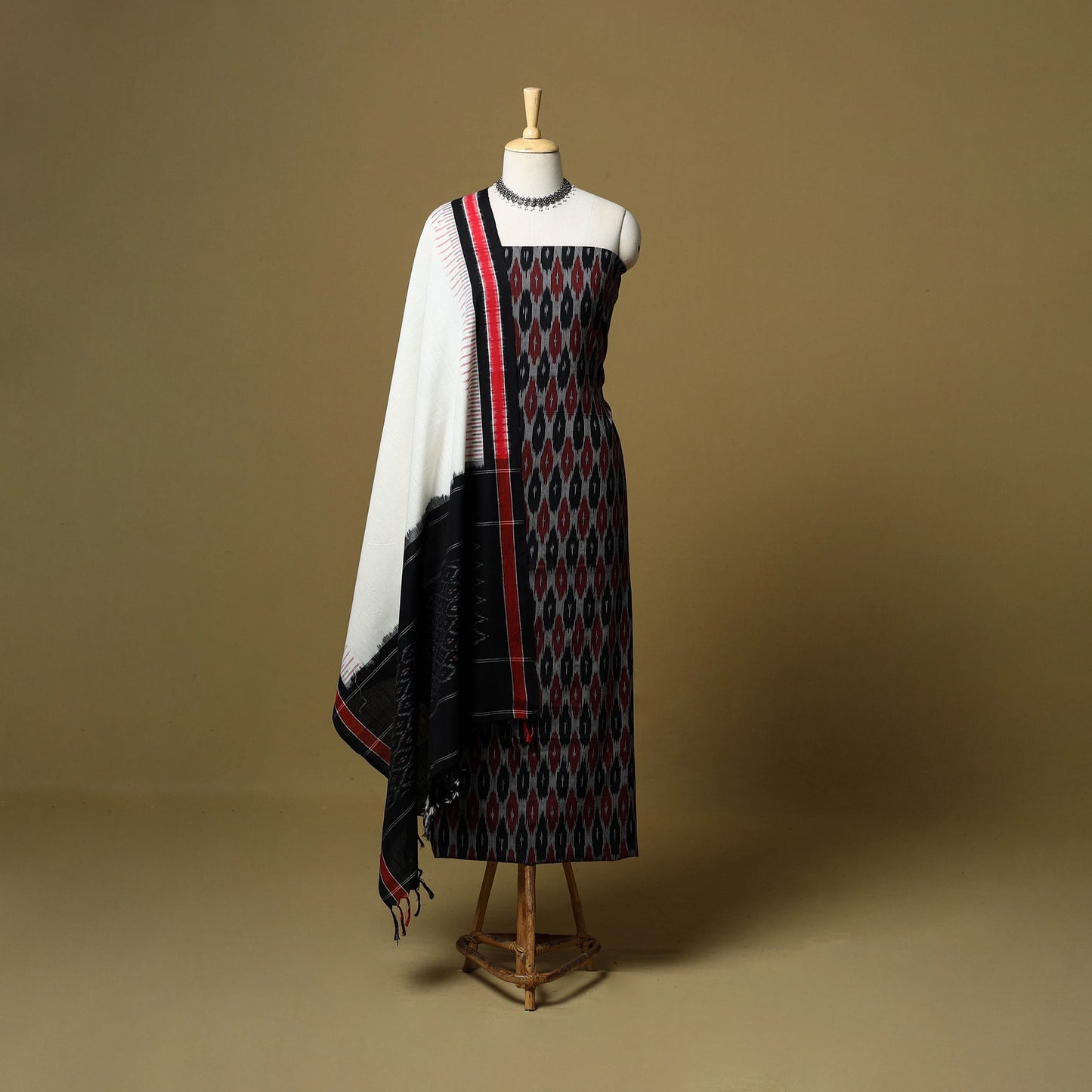 Pochampally ikat handloom cotton 3pc unstitched dress