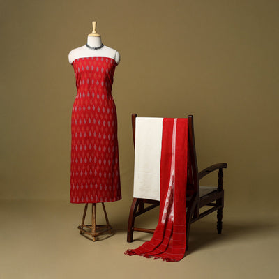 Pochampally ikat handloom cotton 3pc unstitched dress