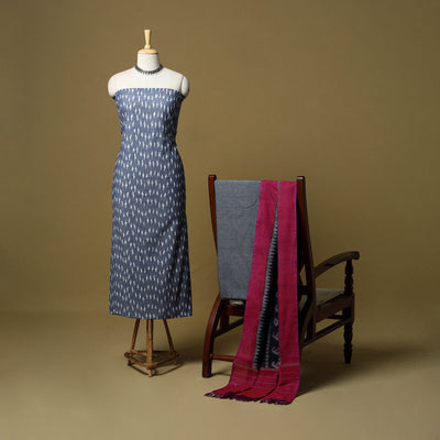 Pochampally ikat handloom cotton 3pc unstitched dress