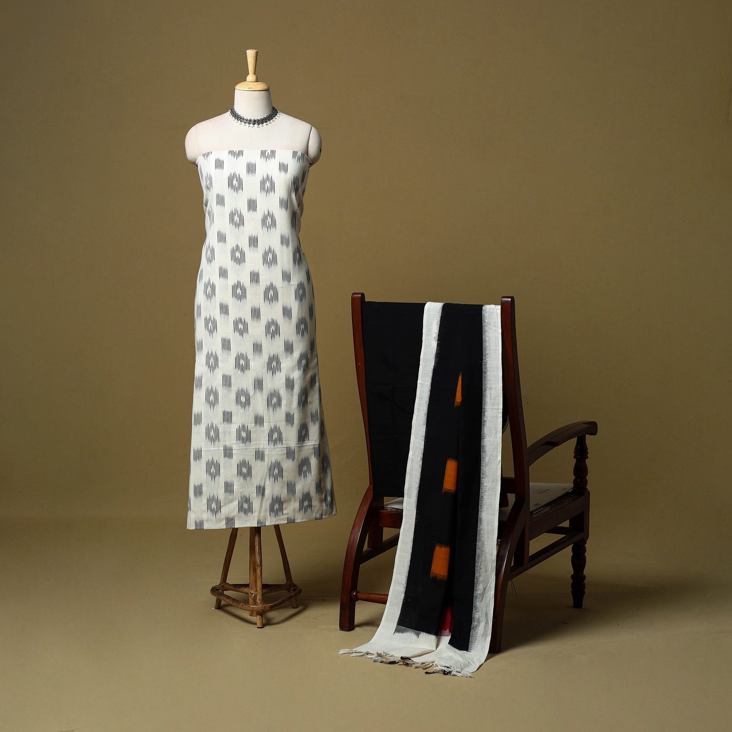 Pochampally ikat handloom cotton 3pc unstitched dress