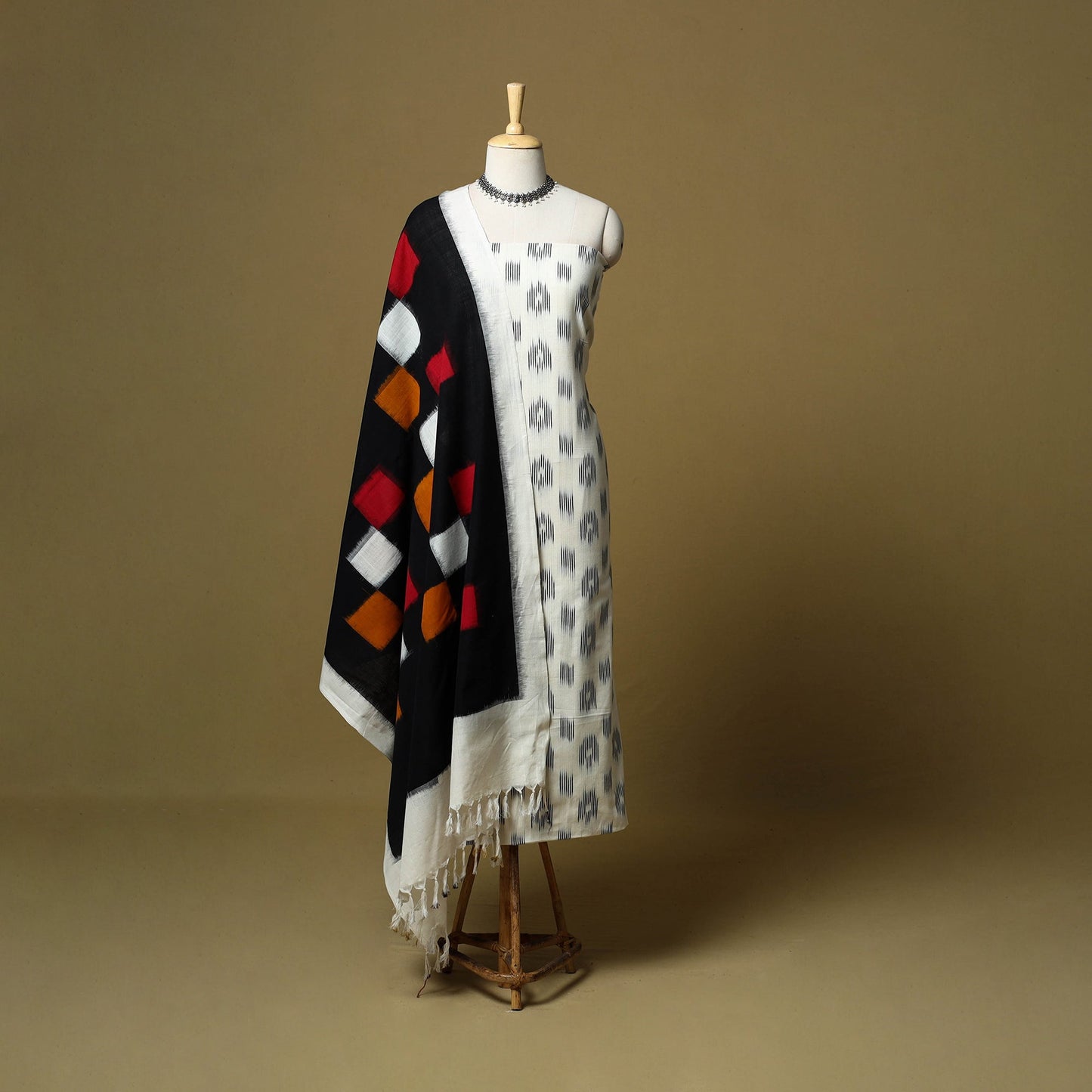 Pochampally ikat handloom cotton 3pc unstitched dress