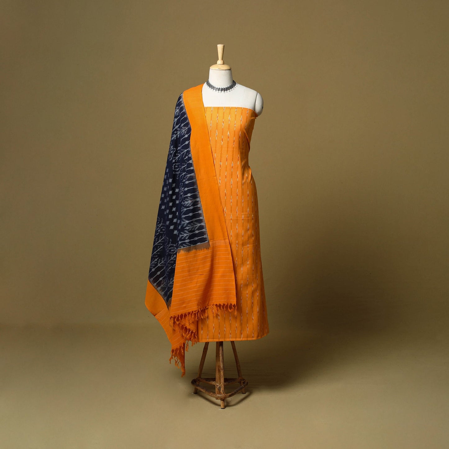 Pochampally ikat handloom cotton 3pc unstitched dress