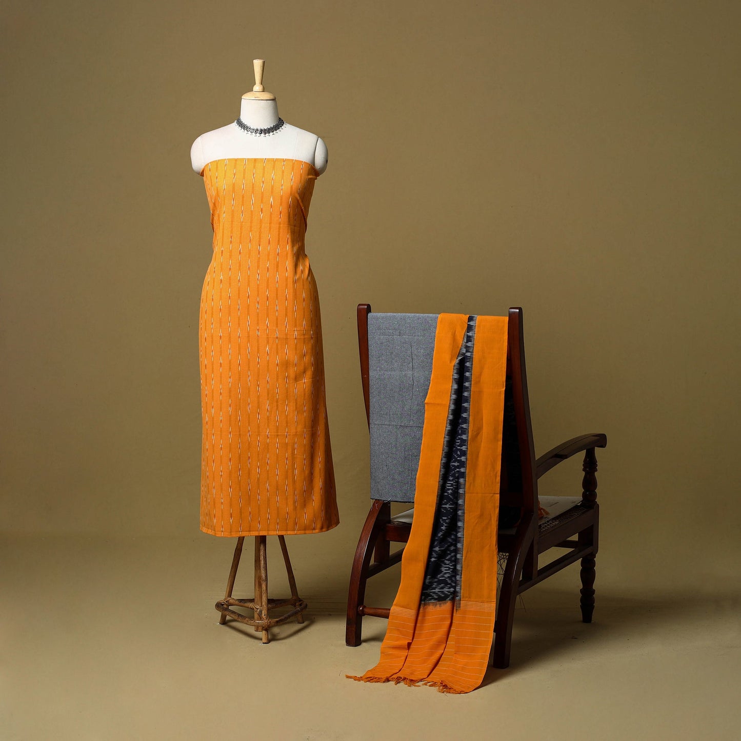 Pochampally ikat handloom cotton 3pc unstitched dress