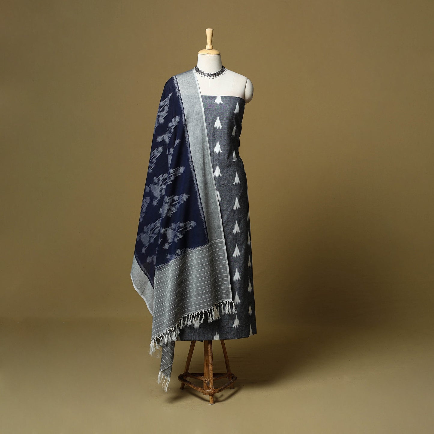 Pochampally ikat handloom cotton 3pc unstitched dress