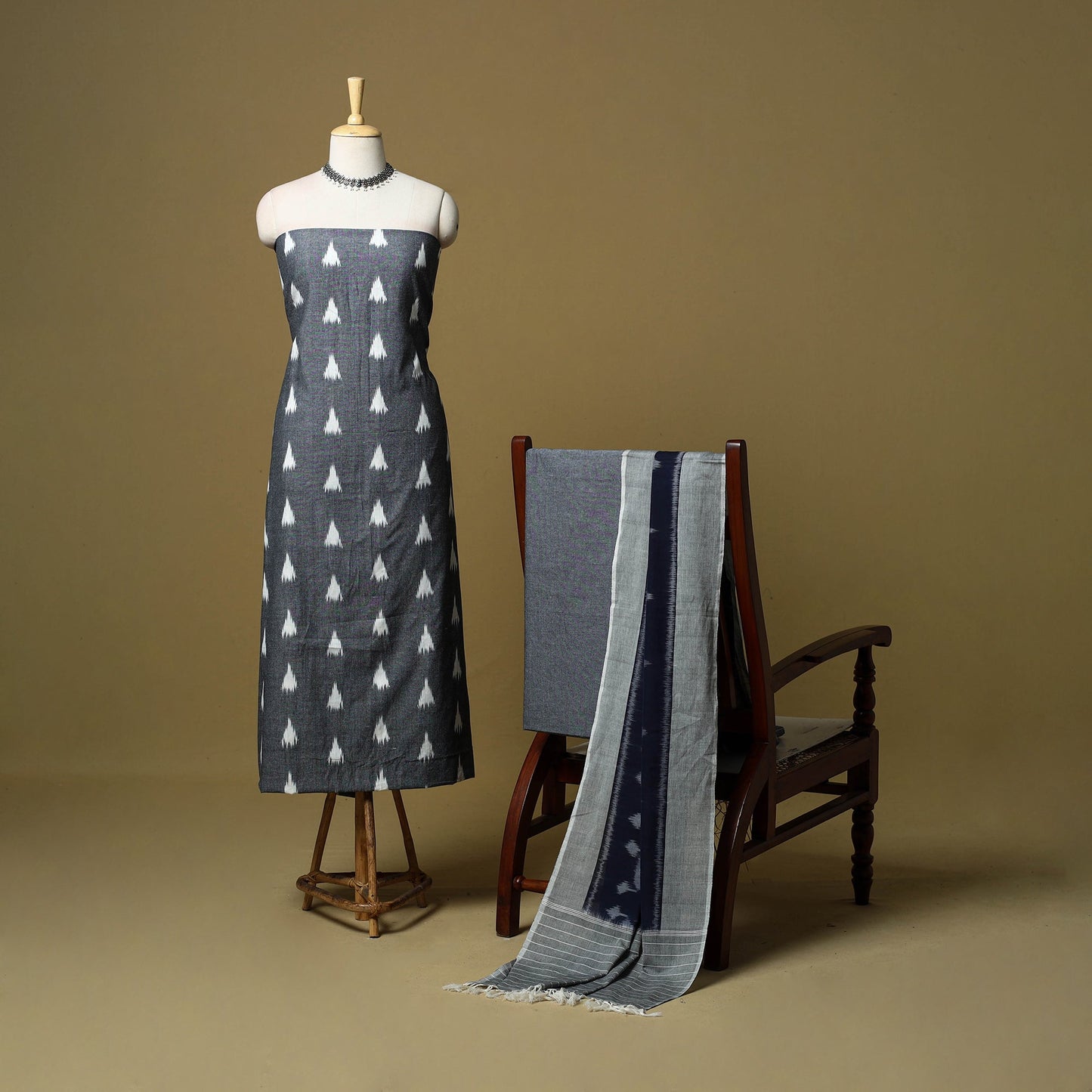 Pochampally ikat handloom cotton 3pc unstitched dress