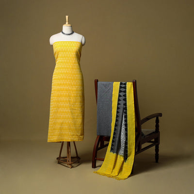 Pochampally ikat handloom cotton 3pc unstitched dress