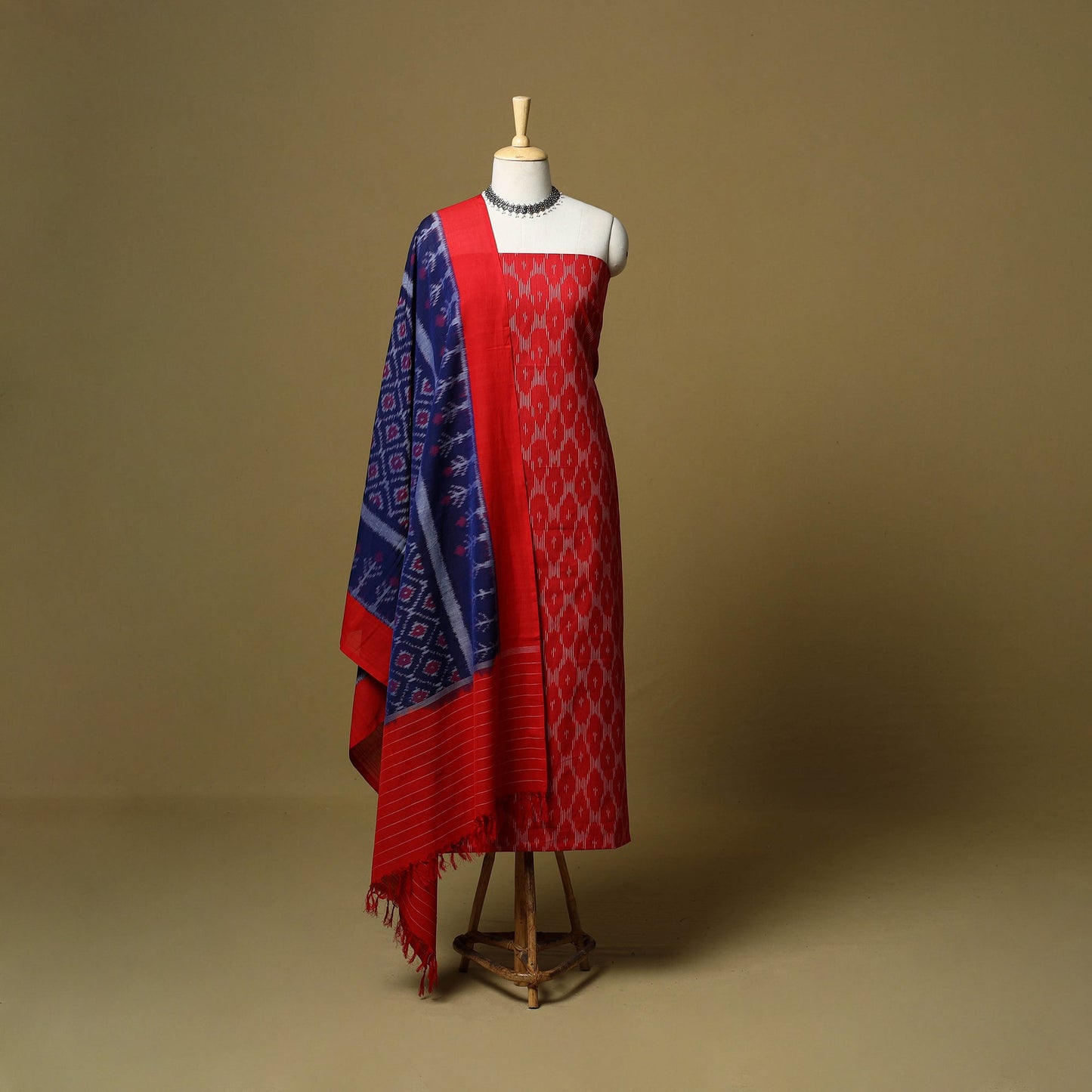 Pochampally ikat handloom cotton 3pc unstitched dress
