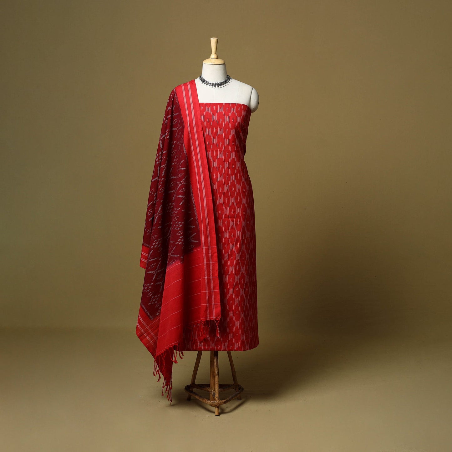 Pochampally ikat handloom cotton 3pc unstitched dress