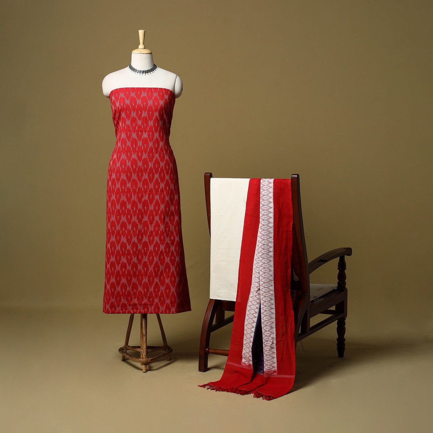 Pochampally ikat handloom cotton 3pc unstitched dress