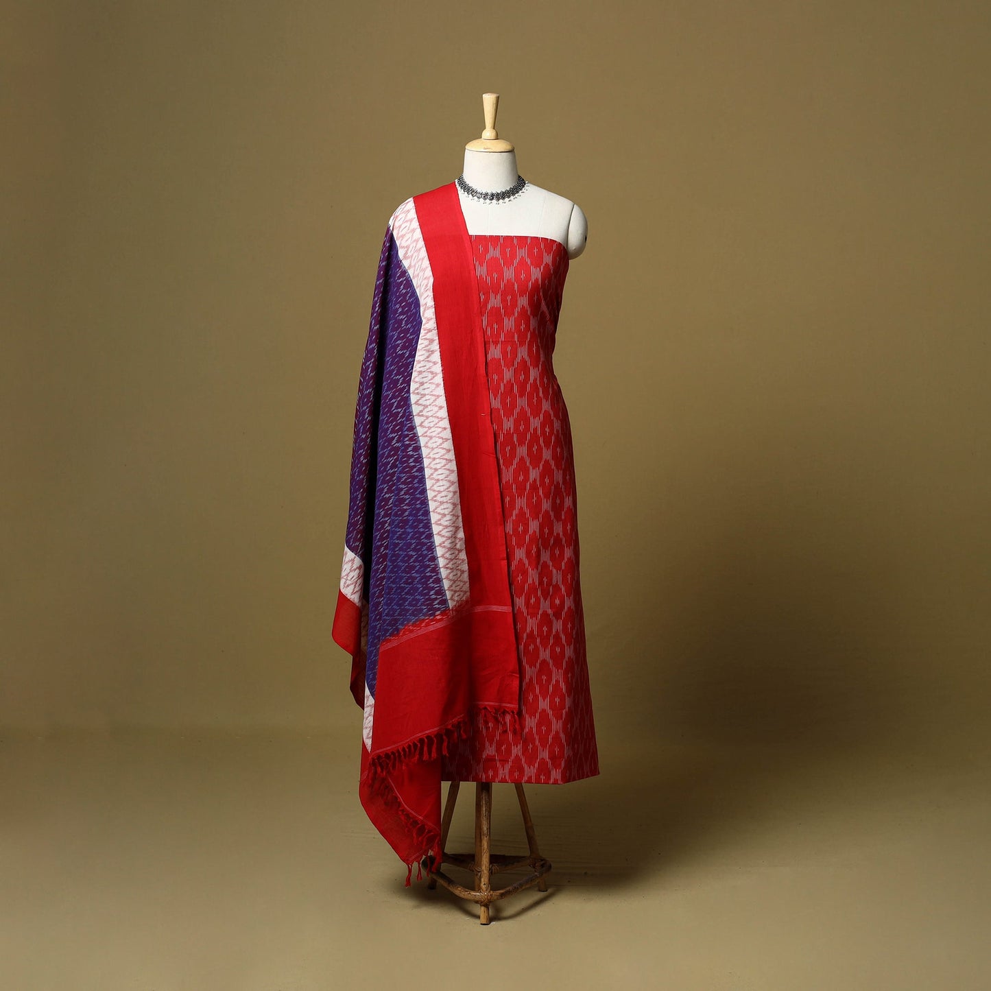 Pochampally ikat handloom cotton 3pc unstitched dress