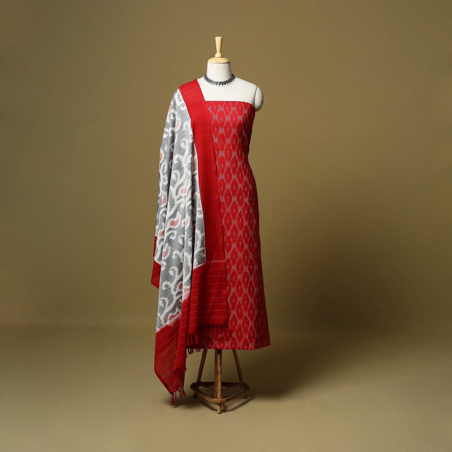 Pochampally ikat handloom cotton 3pc unstitched dress