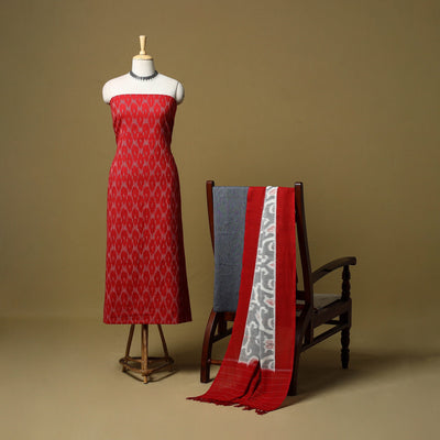 Pochampally ikat handloom cotton 3pc unstitched dress